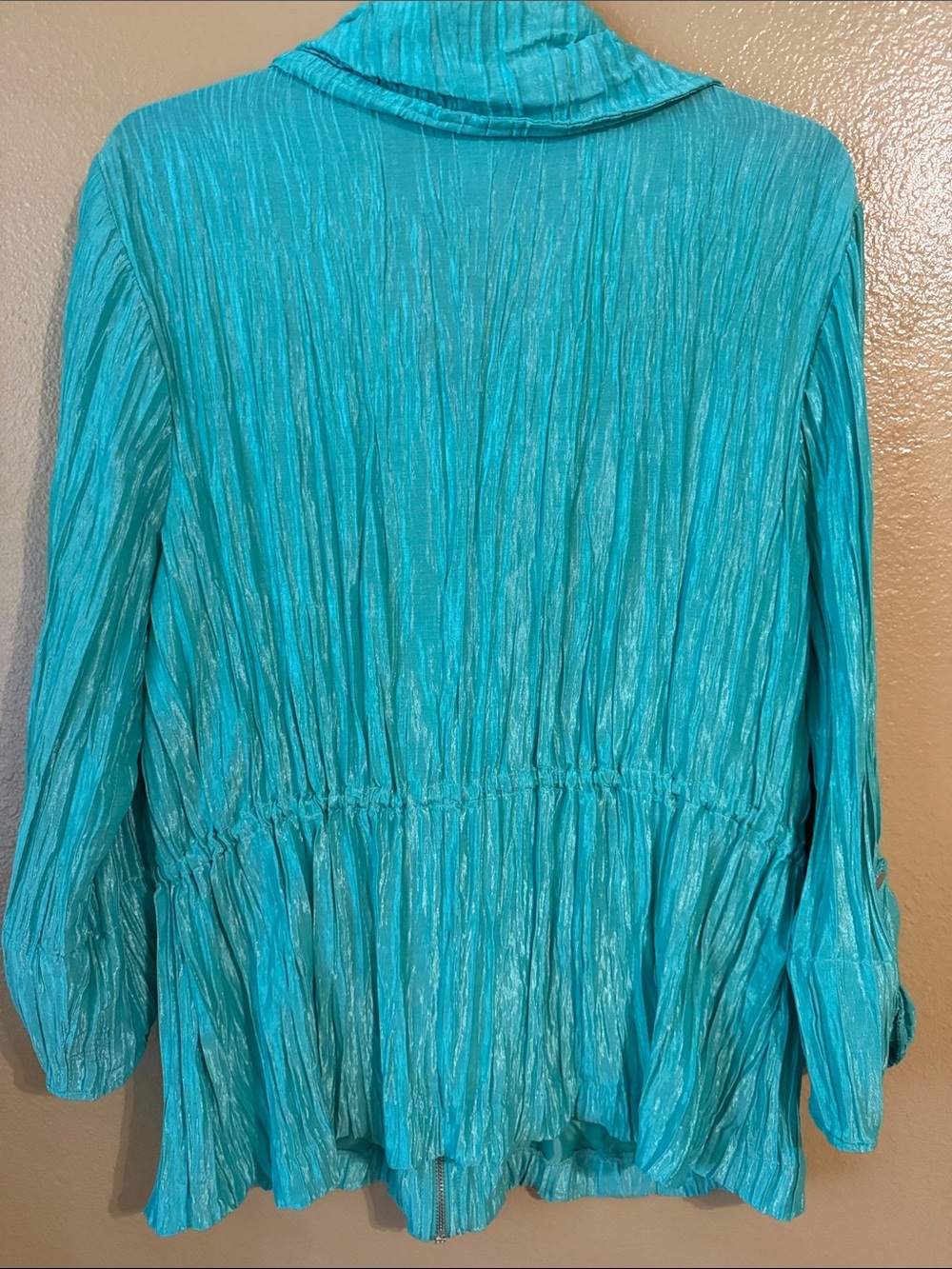 Ruby Rd. Teal Crinkle Zip-Front Jacket - Picture 6 of 7